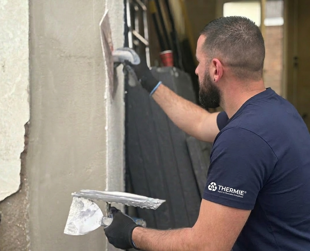 Le processus d’application de l’enduit sur isolant